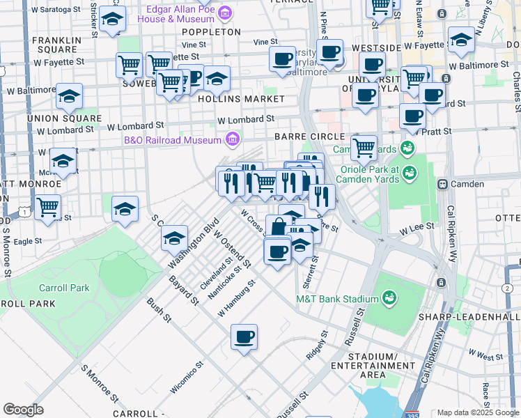 map of restaurants, bars, coffee shops, grocery stores, and more near 101 Independence Avenue Southeast in Washington