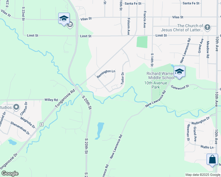 map of restaurants, bars, coffee shops, grocery stores, and more near 1635 South 20th Street in Leavenworth