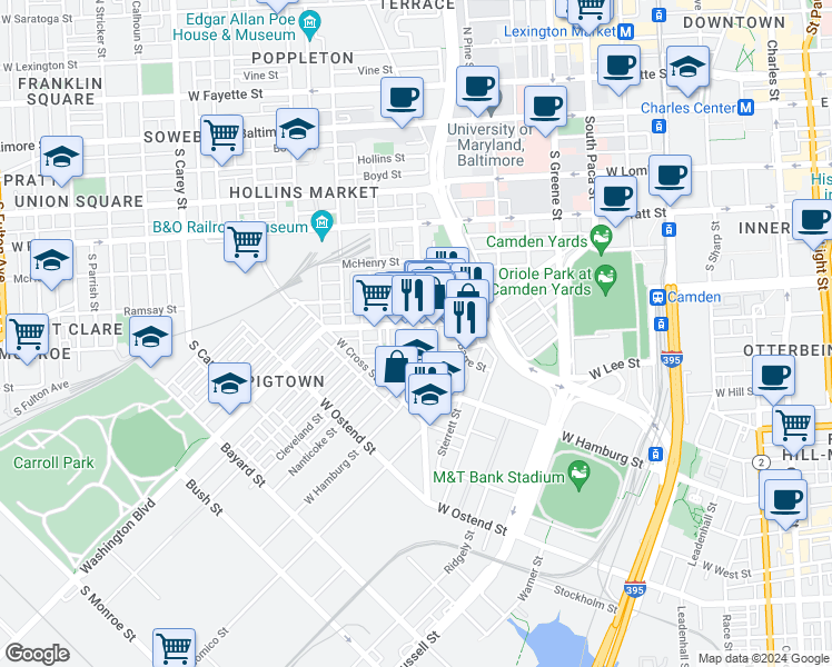 map of restaurants, bars, coffee shops, grocery stores, and more near 101 Independence Avenue Southeast in Washington