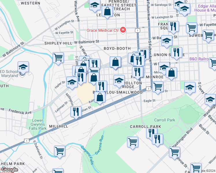 map of restaurants, bars, coffee shops, grocery stores, and more near 101 Independence Avenue Southeast in Washington