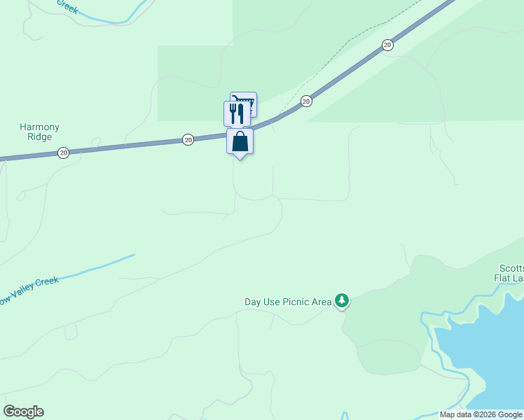 map of restaurants, bars, coffee shops, grocery stores, and more near 19217 Scotts Flat Road in Nevada City