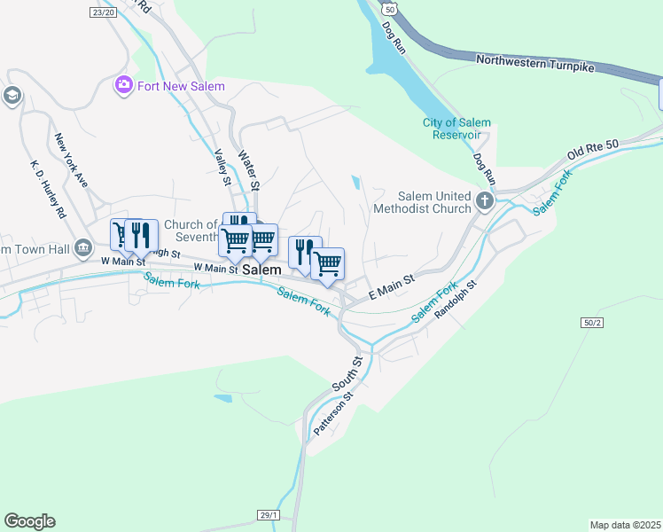 map of restaurants, bars, coffee shops, grocery stores, and more near 38 Jones St in Salem
