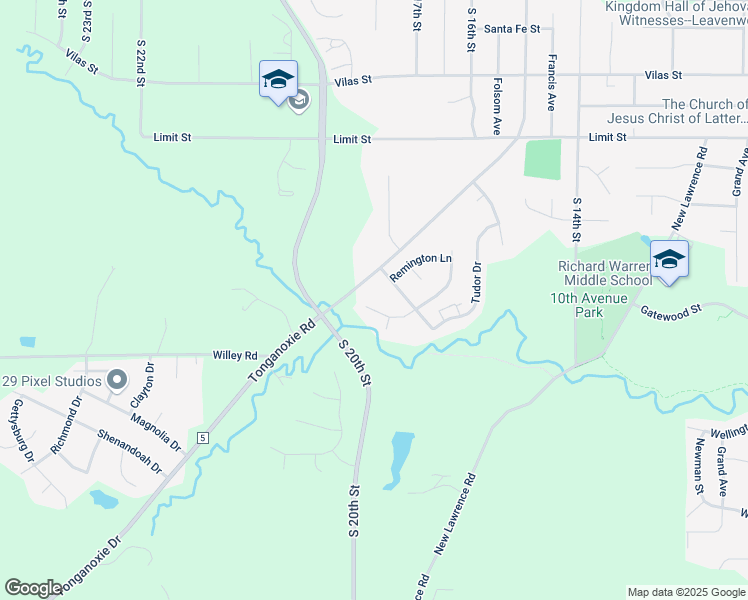 map of restaurants, bars, coffee shops, grocery stores, and more near 1717 South 20th Street in Leavenworth