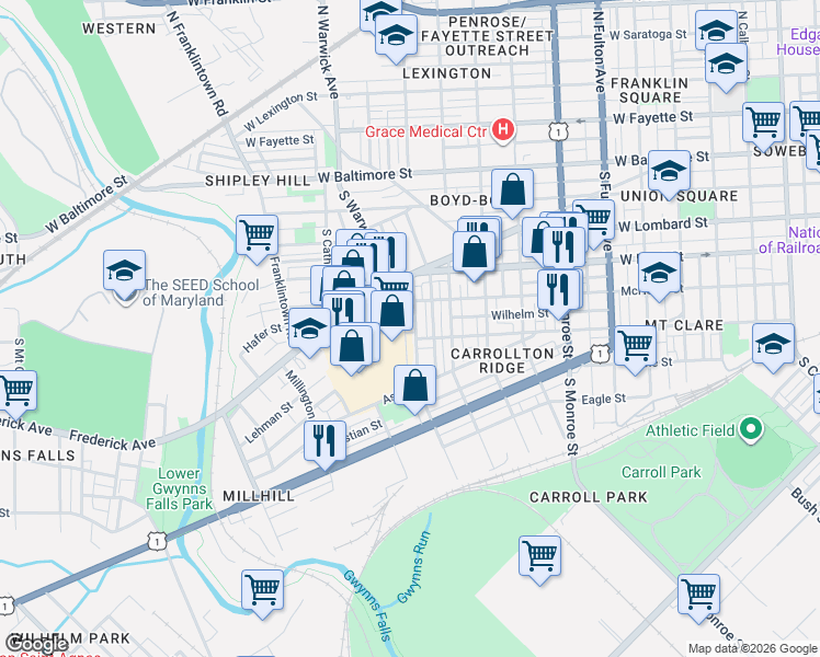 map of restaurants, bars, coffee shops, grocery stores, and more near 101 Independence Avenue Southeast in Washington