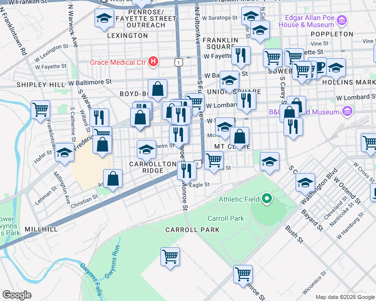 map of restaurants, bars, coffee shops, grocery stores, and more near 101 Independence Avenue Southeast in Washington