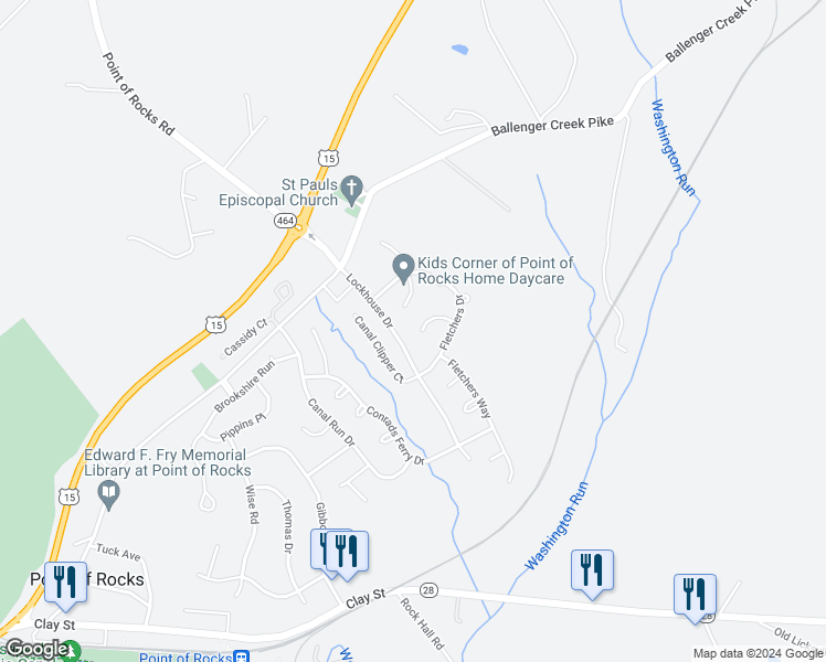 map of restaurants, bars, coffee shops, grocery stores, and more near 4002 Pennyfields Lock Court in Point of Rocks