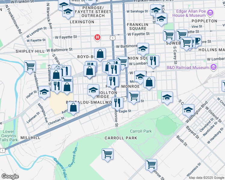map of restaurants, bars, coffee shops, grocery stores, and more near 101 Independence Avenue Southeast in Washington