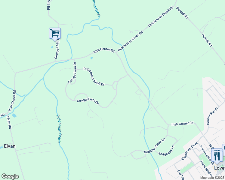 map of restaurants, bars, coffee shops, grocery stores, and more near 12003 Grassy Knoll Circle in Lovettsville
