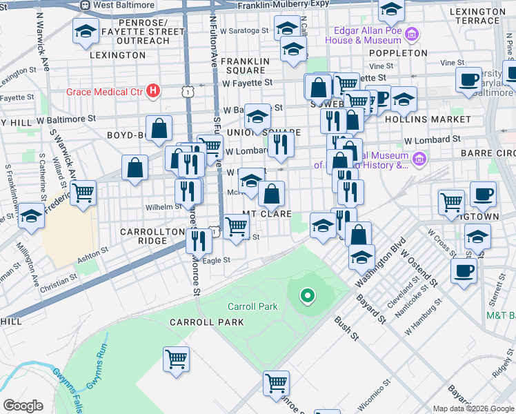 map of restaurants, bars, coffee shops, grocery stores, and more near 101 Independence Avenue Southeast in Washington