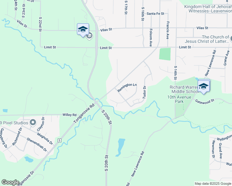 map of restaurants, bars, coffee shops, grocery stores, and more near 1717 South 20th Street in Leavenworth