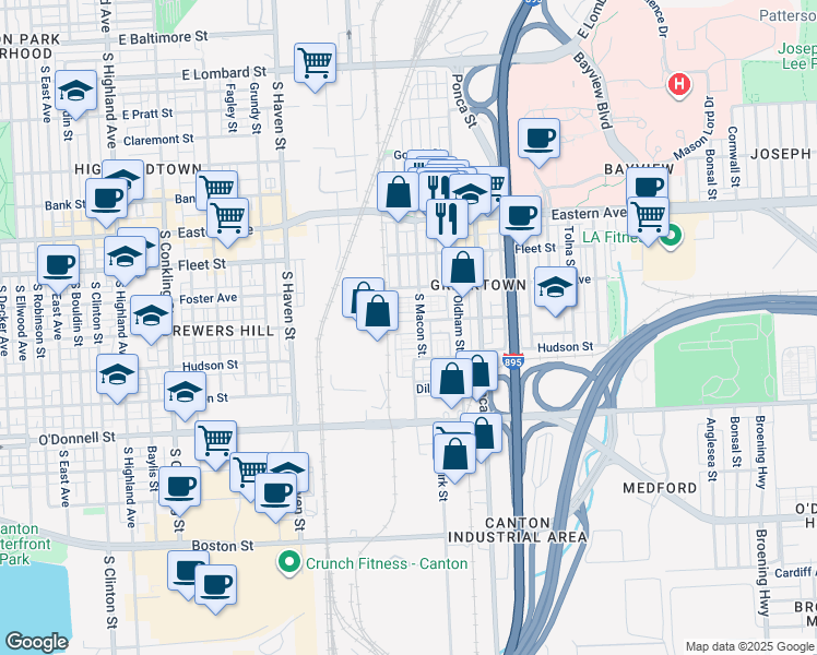 map of restaurants, bars, coffee shops, grocery stores, and more near 4519 Fait Avenue in Baltimore