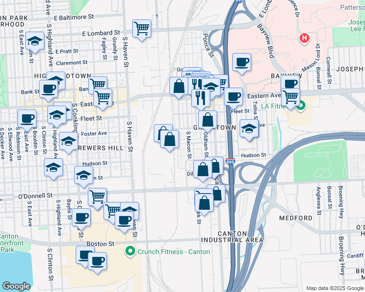 map of restaurants, bars, coffee shops, grocery stores, and more near 4519 Fait Avenue in Baltimore