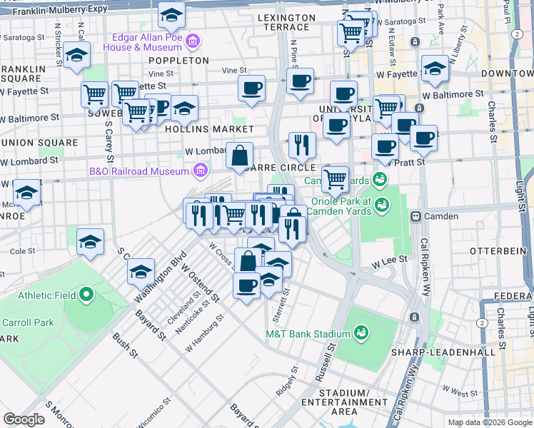 map of restaurants, bars, coffee shops, grocery stores, and more near 101 Independence Avenue Southeast in Washington