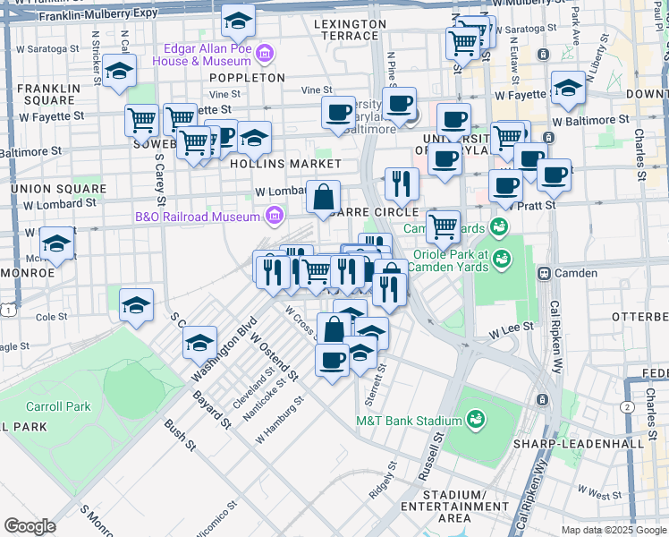 map of restaurants, bars, coffee shops, grocery stores, and more near 101 Independence Avenue Southeast in Washington