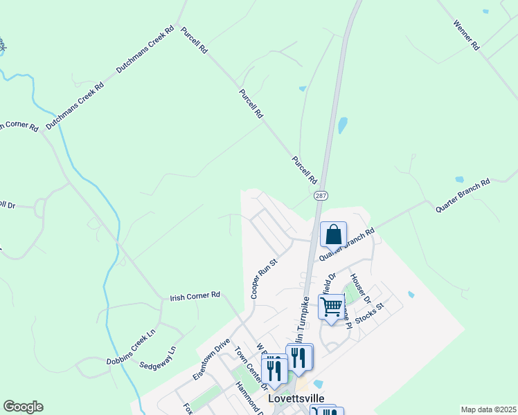 map of restaurants, bars, coffee shops, grocery stores, and more near 2 Joel Way in Lovettsville
