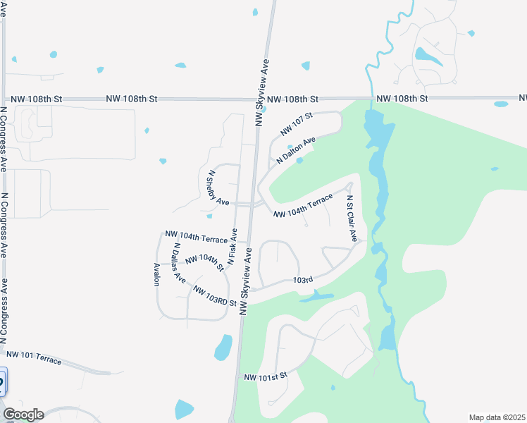 map of restaurants, bars, coffee shops, grocery stores, and more near 6127 Northwest 104 Terrace in Kansas City