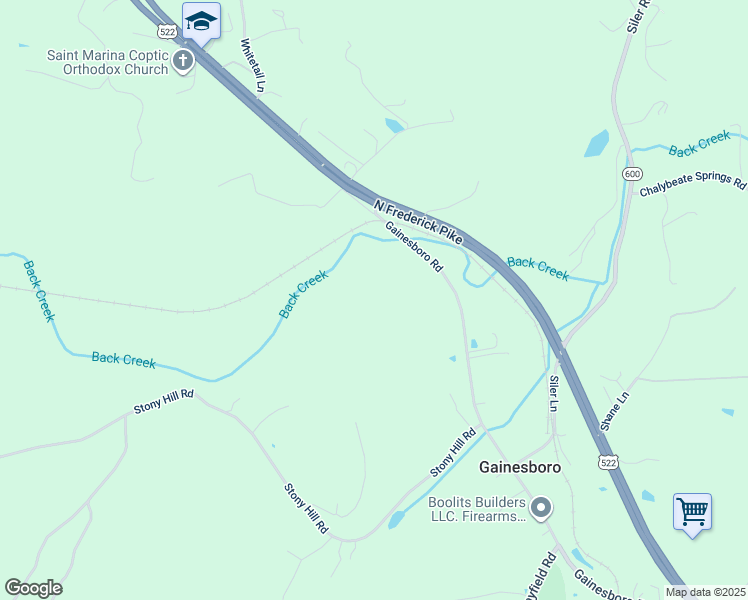 map of restaurants, bars, coffee shops, grocery stores, and more near 695 Gainesboro Road in Winchester