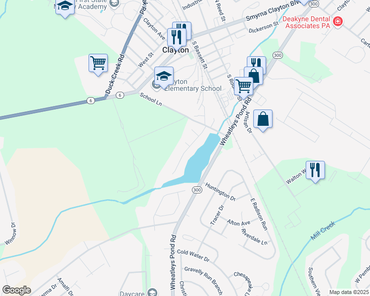 map of restaurants, bars, coffee shops, grocery stores, and more near 11 Holden Court in Clayton