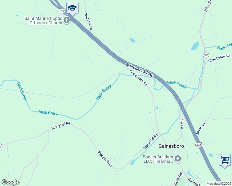 map of restaurants, bars, coffee shops, grocery stores, and more near 695 Gainesboro Road in Winchester