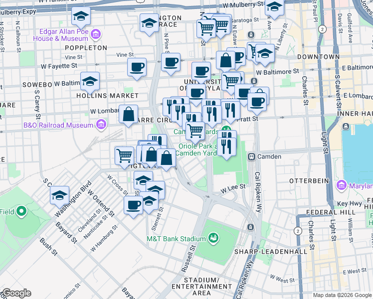 map of restaurants, bars, coffee shops, grocery stores, and more near 101 Independence Avenue Southeast in Washington