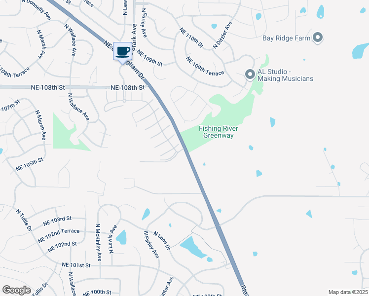 map of restaurants, bars, coffee shops, grocery stores, and more near 10727 North Laurel Avenue in Kansas City