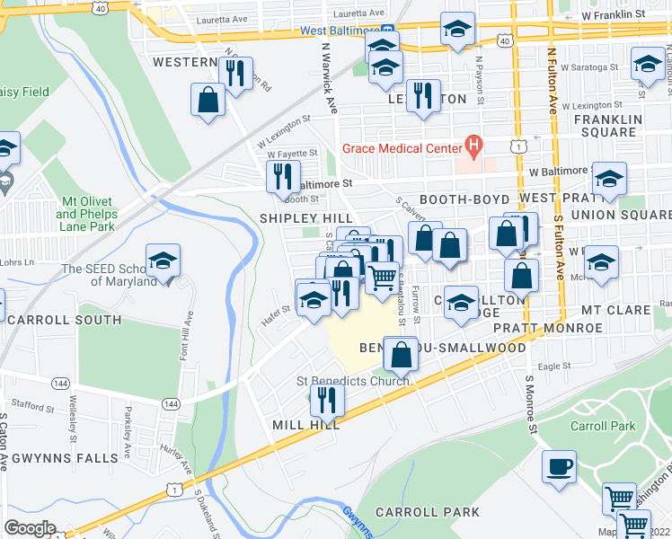 map of restaurants, bars, coffee shops, grocery stores, and more near 101 Independence Avenue Southeast in Washington