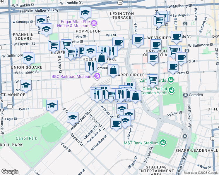 map of restaurants, bars, coffee shops, grocery stores, and more near 829 McHenry Street in Baltimore
