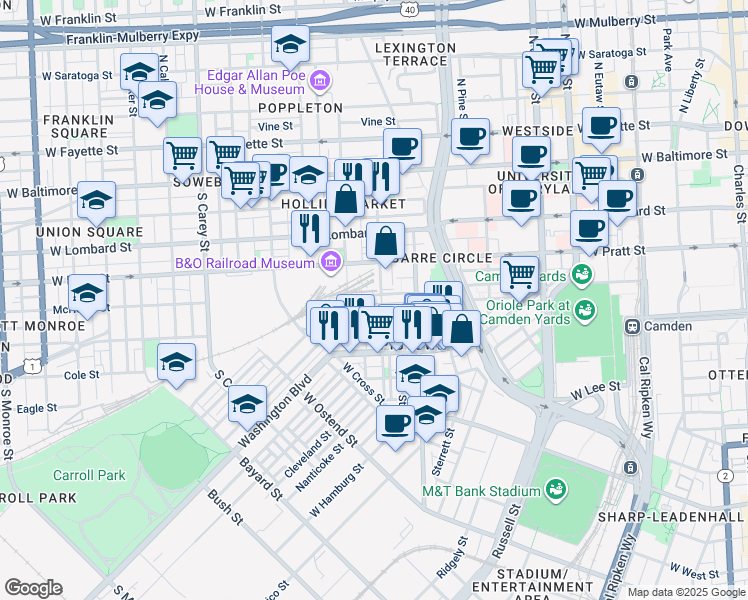map of restaurants, bars, coffee shops, grocery stores, and more near 829 McHenry Street in Baltimore