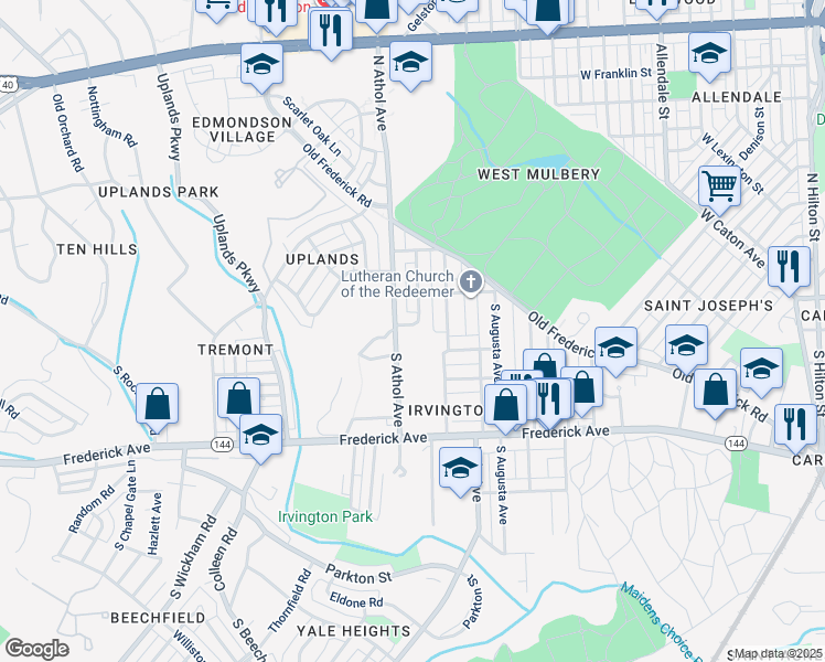 map of restaurants, bars, coffee shops, grocery stores, and more near 4311 Dana Street in Baltimore