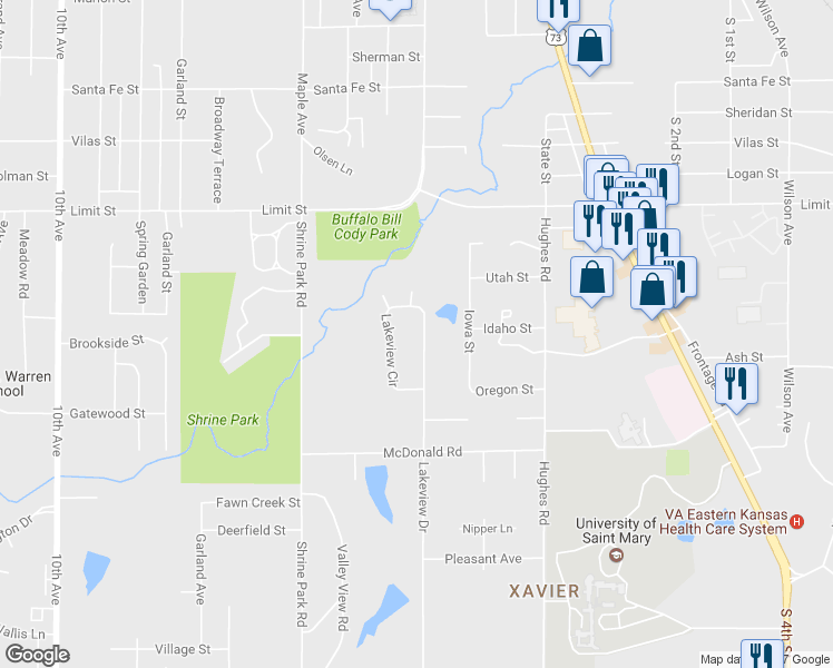 map of restaurants, bars, coffee shops, grocery stores, and more near 3110 Lakeview Circle in Leavenworth