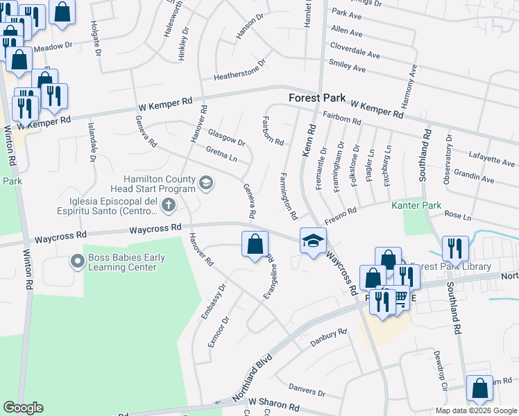 map of restaurants, bars, coffee shops, grocery stores, and more near 792 Frontier Court in Cincinnati