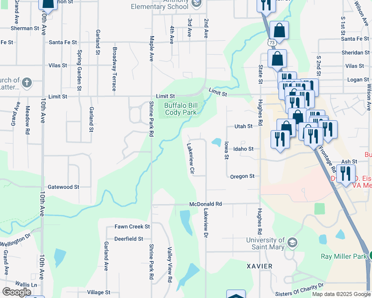 map of restaurants, bars, coffee shops, grocery stores, and more near 3116 Lakeview Circle in Leavenworth