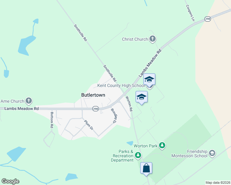 map of restaurants, bars, coffee shops, grocery stores, and more near 25173 Smithville Road in Worton