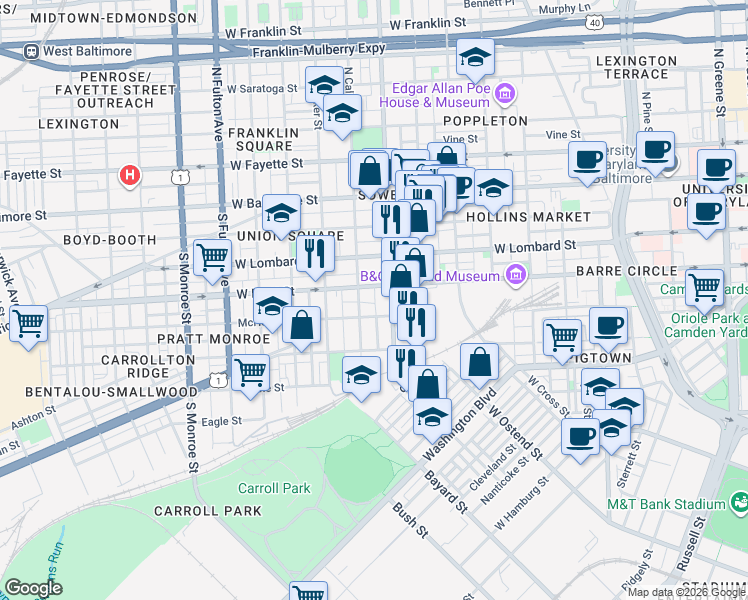 map of restaurants, bars, coffee shops, grocery stores, and more near 101 Independence Avenue Southeast in Washington