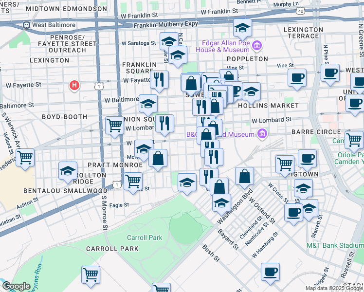 map of restaurants, bars, coffee shops, grocery stores, and more near 101 Independence Avenue Southeast in Washington