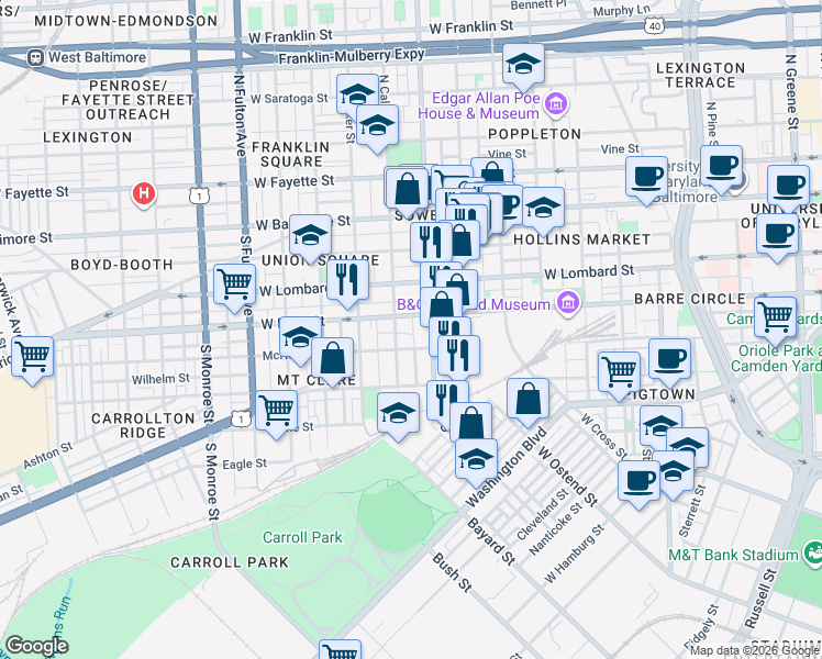 map of restaurants, bars, coffee shops, grocery stores, and more near 101 Independence Avenue Southeast in Washington