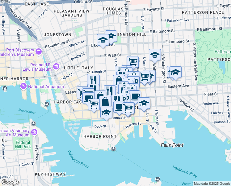 map of restaurants, bars, coffee shops, grocery stores, and more near 101 Independence Avenue Southeast in Washington