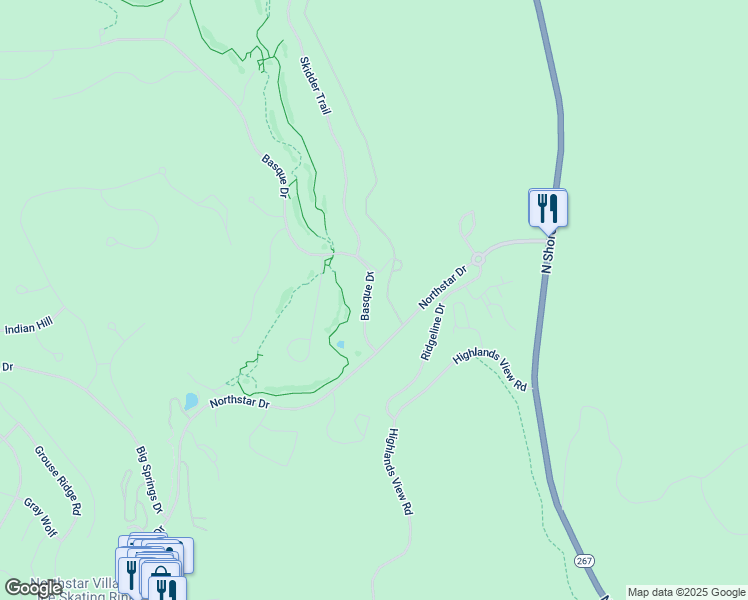 map of restaurants, bars, coffee shops, grocery stores, and more near 110 Basque Drive in Truckee