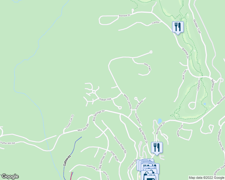 map of restaurants, bars, coffee shops, grocery stores, and more near 1505 Logging Trail in Truckee