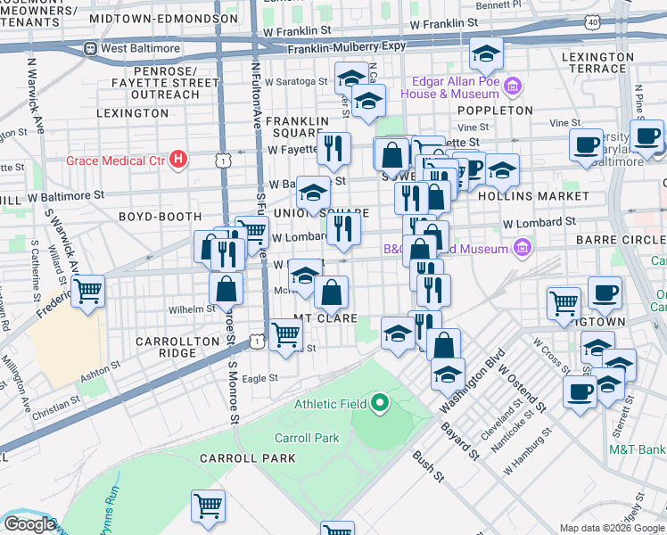 map of restaurants, bars, coffee shops, grocery stores, and more near 101 Independence Avenue Southeast in Washington