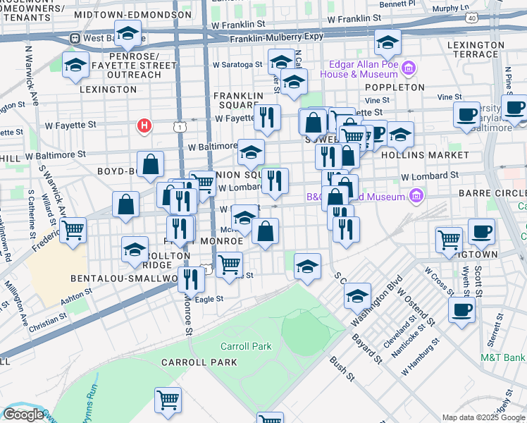 map of restaurants, bars, coffee shops, grocery stores, and more near 101 Independence Avenue Southeast in Washington