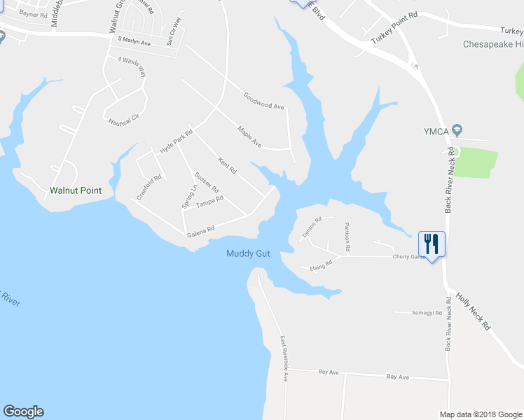 map of restaurants, bars, coffee shops, grocery stores, and more near 1556 Galena Road in Essex