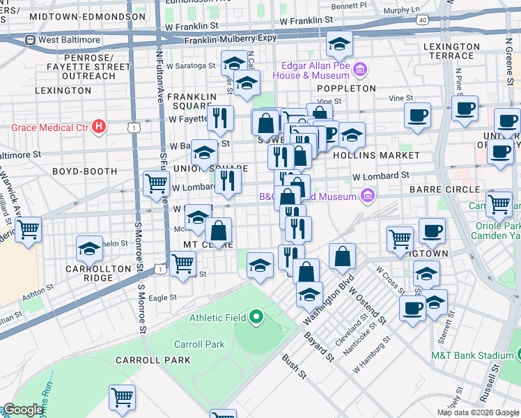 map of restaurants, bars, coffee shops, grocery stores, and more near 101 Independence Avenue Southeast in Washington