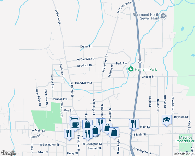 map of restaurants, bars, coffee shops, grocery stores, and more near 202 Grandview Street in Richmond