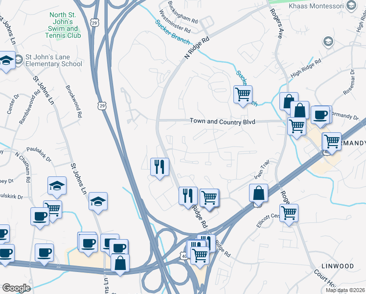 map of restaurants, bars, coffee shops, grocery stores, and more near 3300 Sonia Trail in Ellicott City