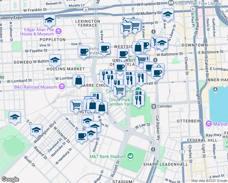 map of restaurants, bars, coffee shops, grocery stores, and more near 101 Independence Avenue Southeast in Washington