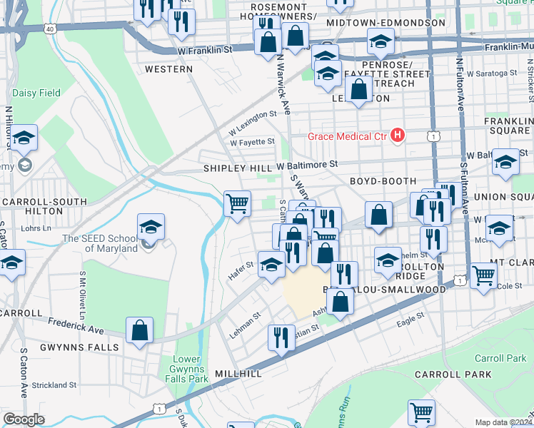 map of restaurants, bars, coffee shops, grocery stores, and more near 101 Independence Avenue Southeast in Washington