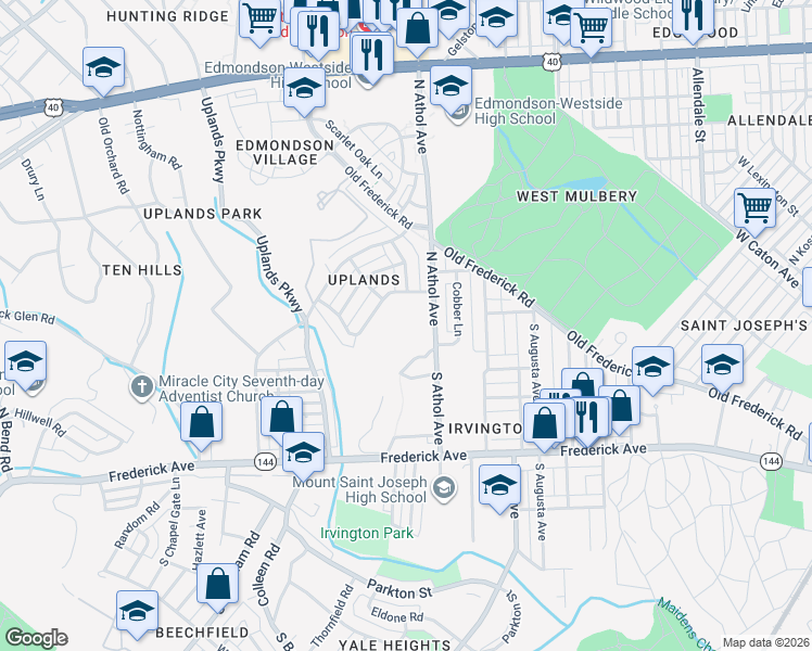 map of restaurants, bars, coffee shops, grocery stores, and more near in Baltimore