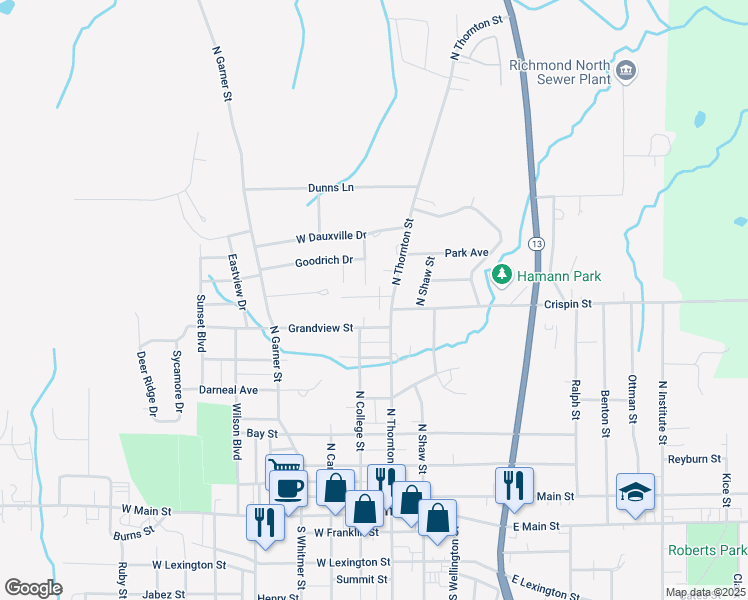 map of restaurants, bars, coffee shops, grocery stores, and more near 202 Grandview Street in Richmond