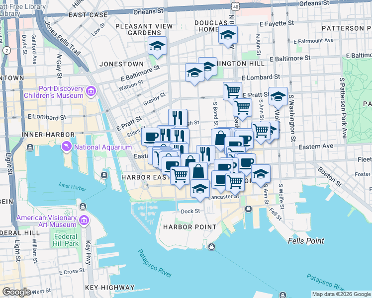 map of restaurants, bars, coffee shops, grocery stores, and more near 101 Independence Avenue Southeast in Washington